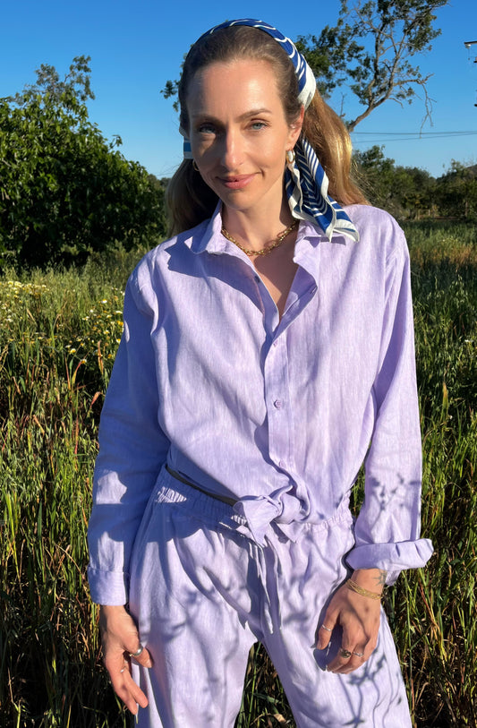 LIVIA BOYFRIENDSHIRT linen cotton lavander
