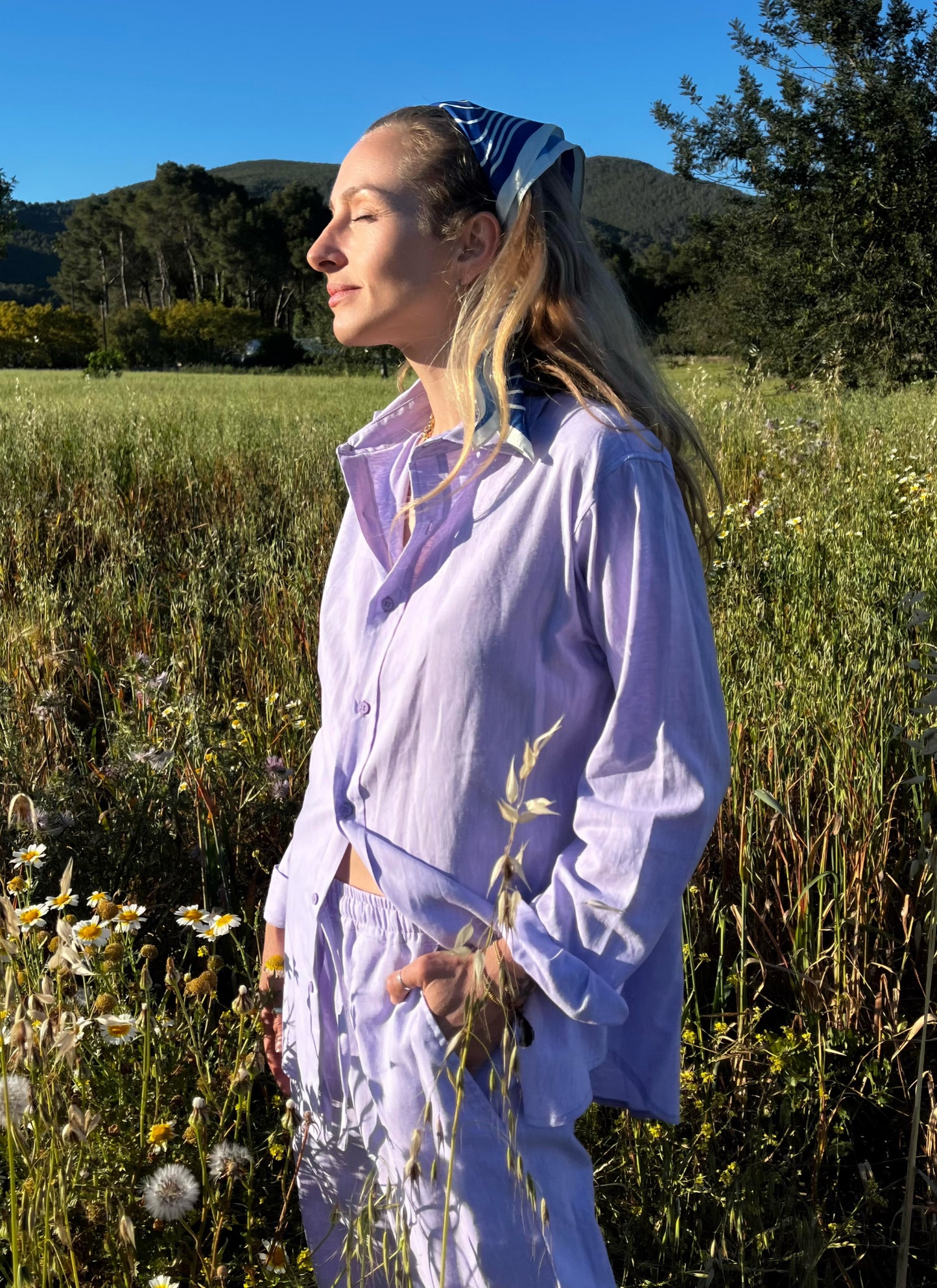 LIVIA BOYFRIENDSHIRT linen cotton lavander