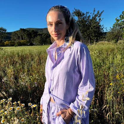 LIVIA BOYFRIENDSHIRT linen cotton lavander