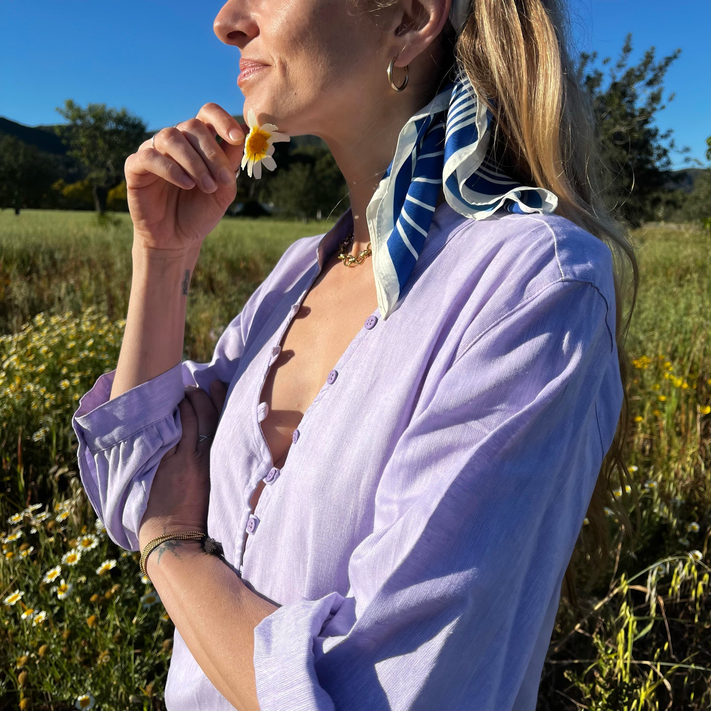 LIVIA DRESS linen cotton lavander