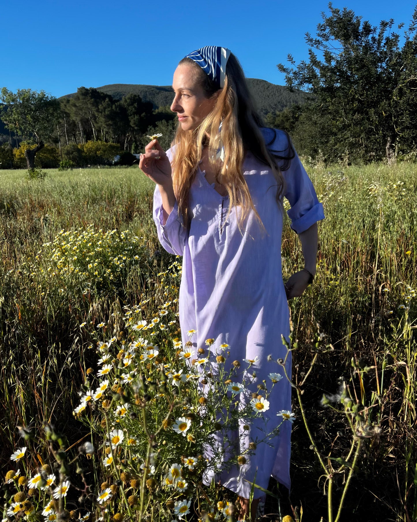 LIVIA DRESS linen cotton lavander