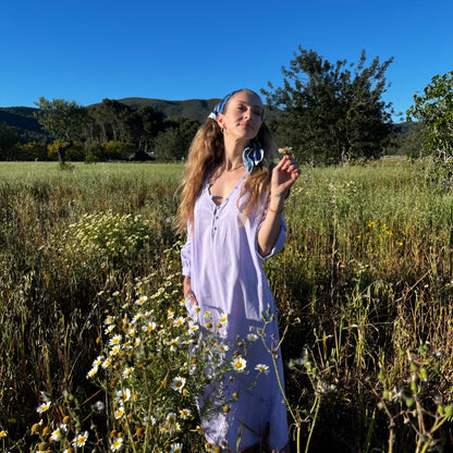 LIVIA DRESS linen cotton lavander
