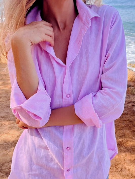 LIVIA Boyfriendshirt linen cotton in soft rosa